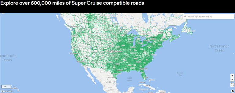 Everything You Need To Know About Cadillac Super Cruise Costs And Trial Super Cruise Map 768x305 