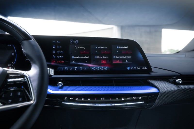 The 2026 OPTIQ-V Display Screen Displaying the V-Mode Settings | Arnie Bauer Cadillac in Matteson IL